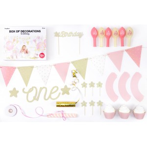 Σετ διακόσμησης για πάρτυ 33τμχ - 1st Birthday pink gold,PartyDeco Party Time